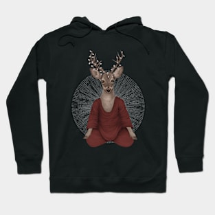 meditating deer - red Hoodie